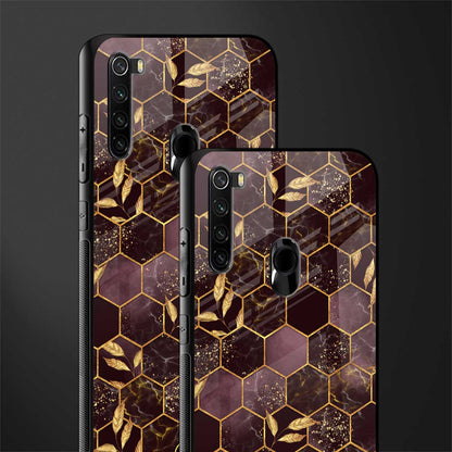 black maroon tile marble glass case for redmi note 8 image-2