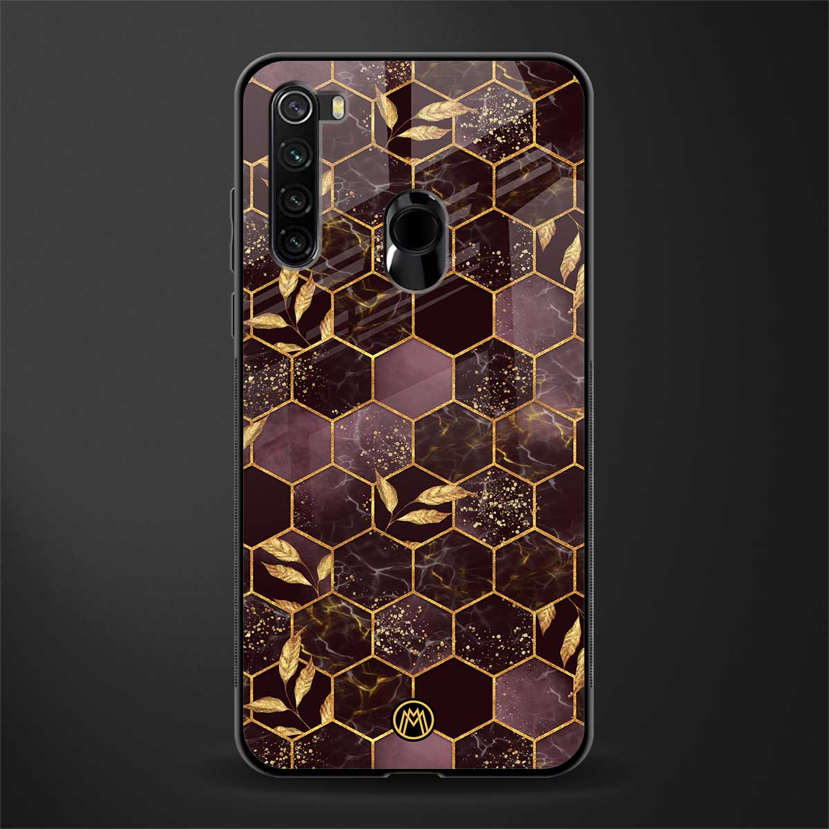 black maroon tile marble glass case for redmi note 8 image