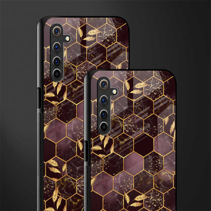 black maroon tile marble glass case for realme 6i image-2