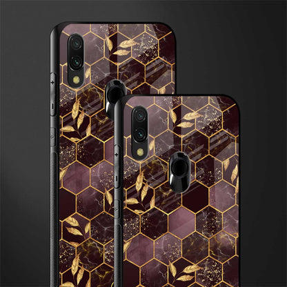 black maroon tile marble glass case for redmi y3 image-2