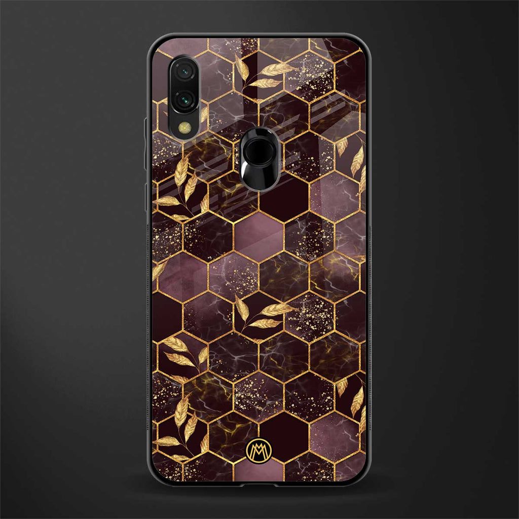 black maroon tile marble glass case for redmi note 7s image