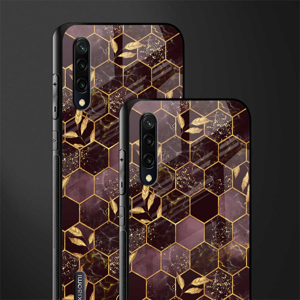 black maroon tile marble glass case for mi a3 redmi a3 image-2