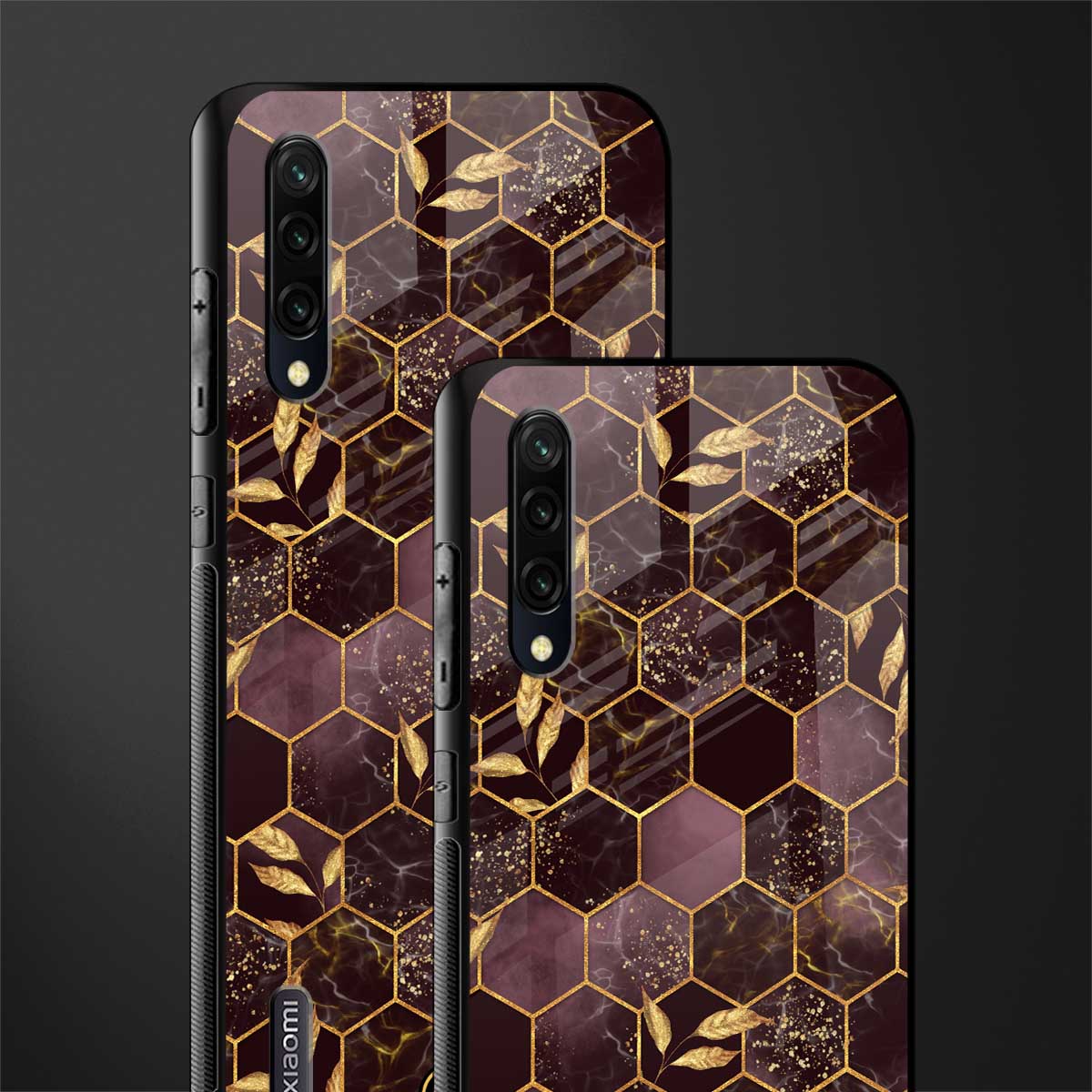 black maroon tile marble glass case for mi a3 redmi a3 image-2