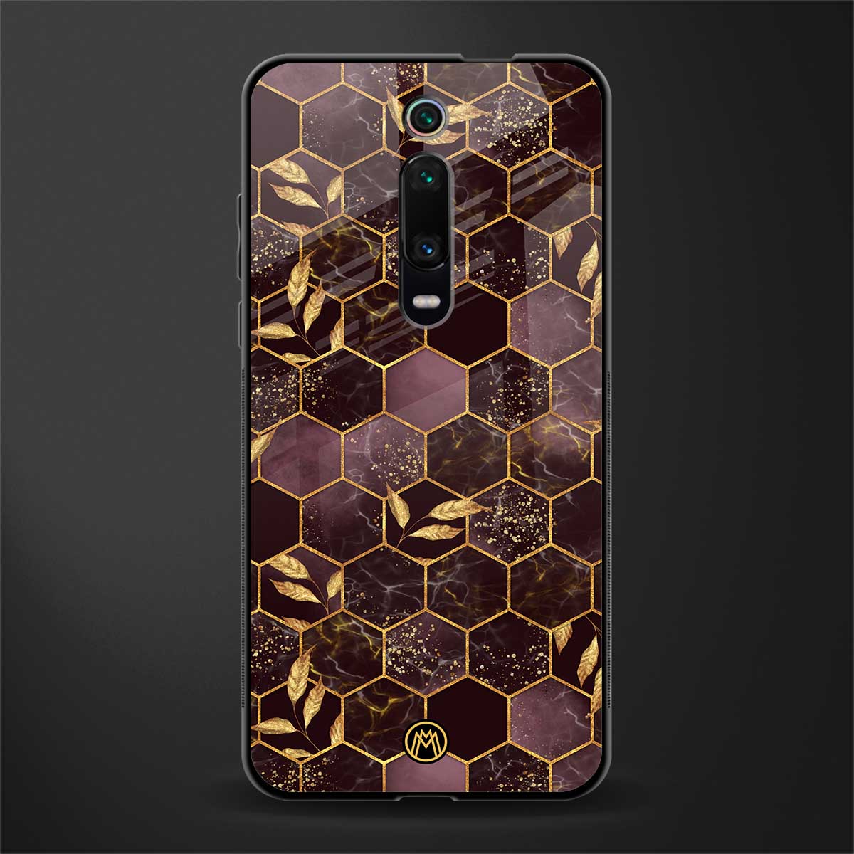 black maroon tile marble glass case for redmi k20 pro image
