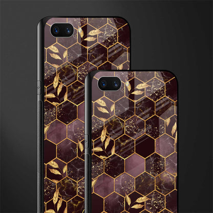 black maroon tile marble glass case for oppo a3s image-2