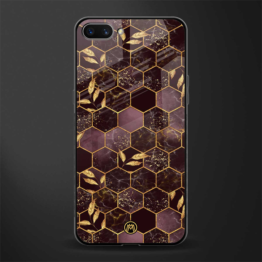 black maroon tile marble glass case for realme c1 image