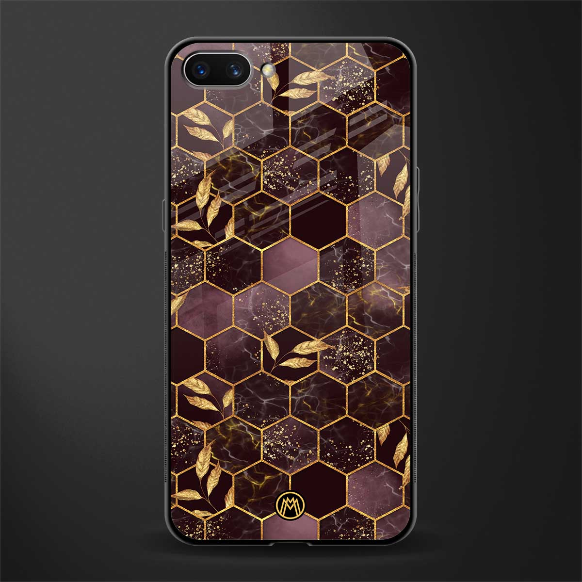 black maroon tile marble glass case for realme c1 image