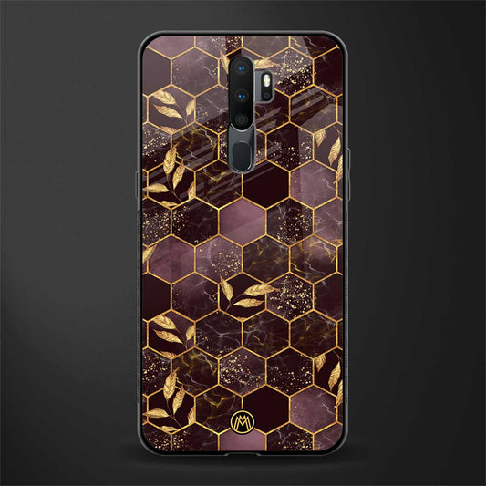 black maroon tile marble glass case for oppo a5 2020 image