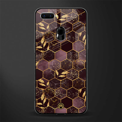 black maroon tile marble glass case for oppo a5s image