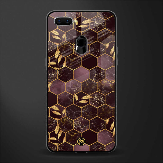 black maroon tile marble glass case for oppo a5s image