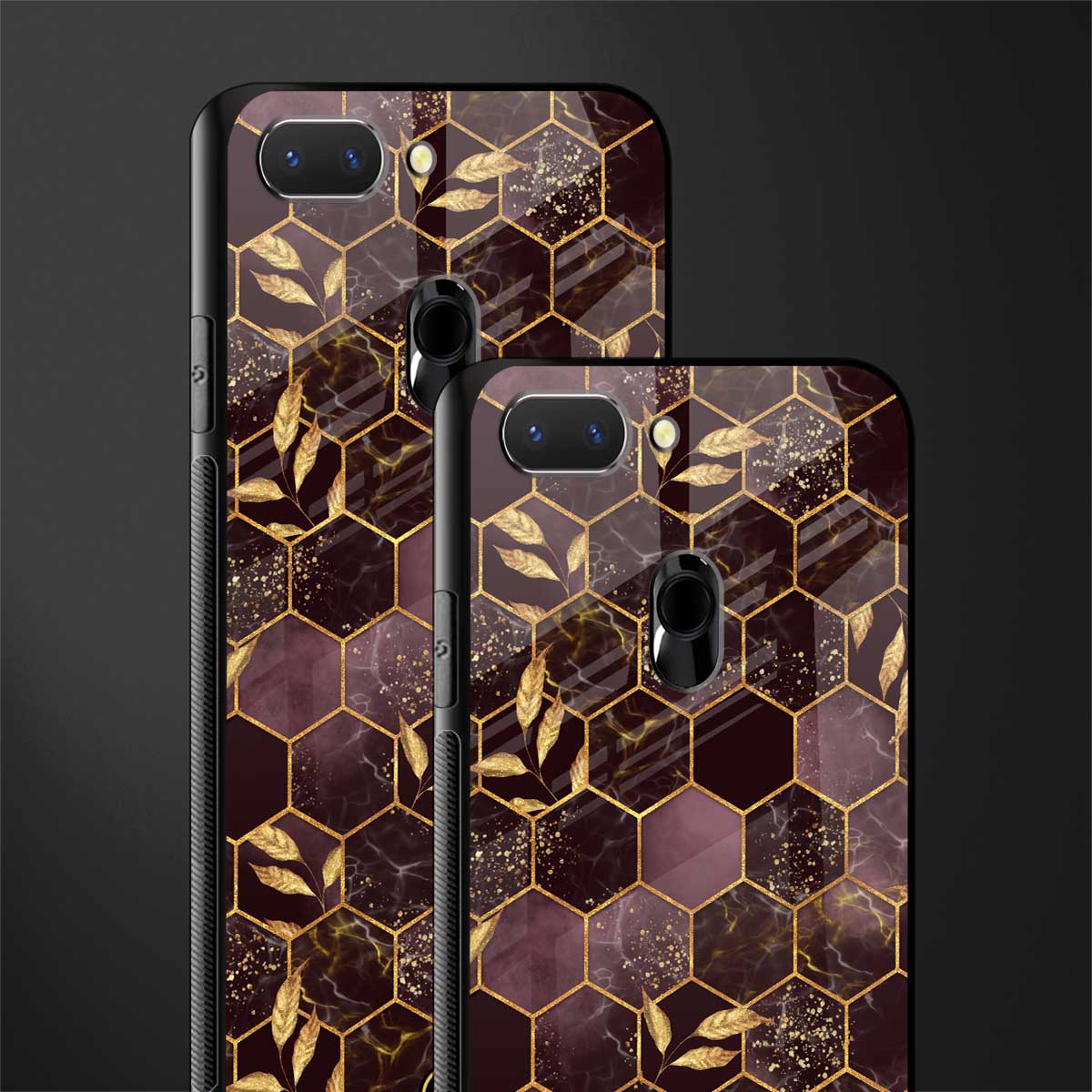 black maroon tile marble glass case for oppo a5 image-2