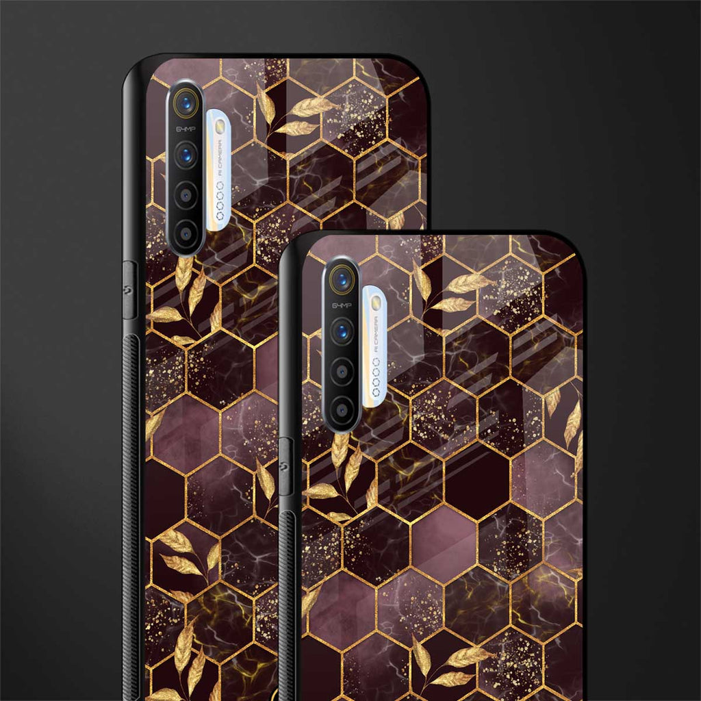 black maroon tile marble glass case for realme x2 image-2
