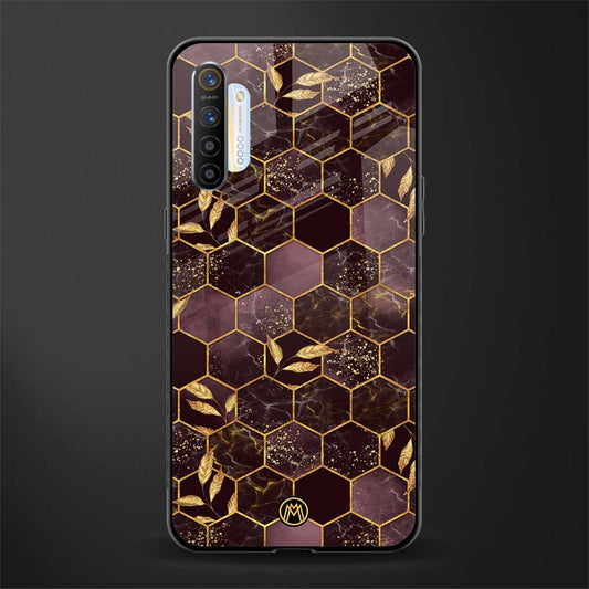 black maroon tile marble glass case for realme x2 image