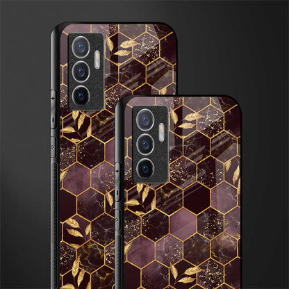 black maroon tile marble glass case for vivo v23e image-2