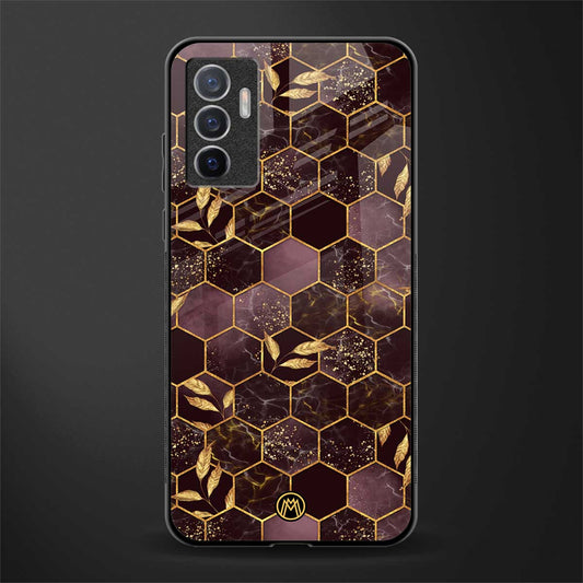 black maroon tile marble glass case for vivo v23e image