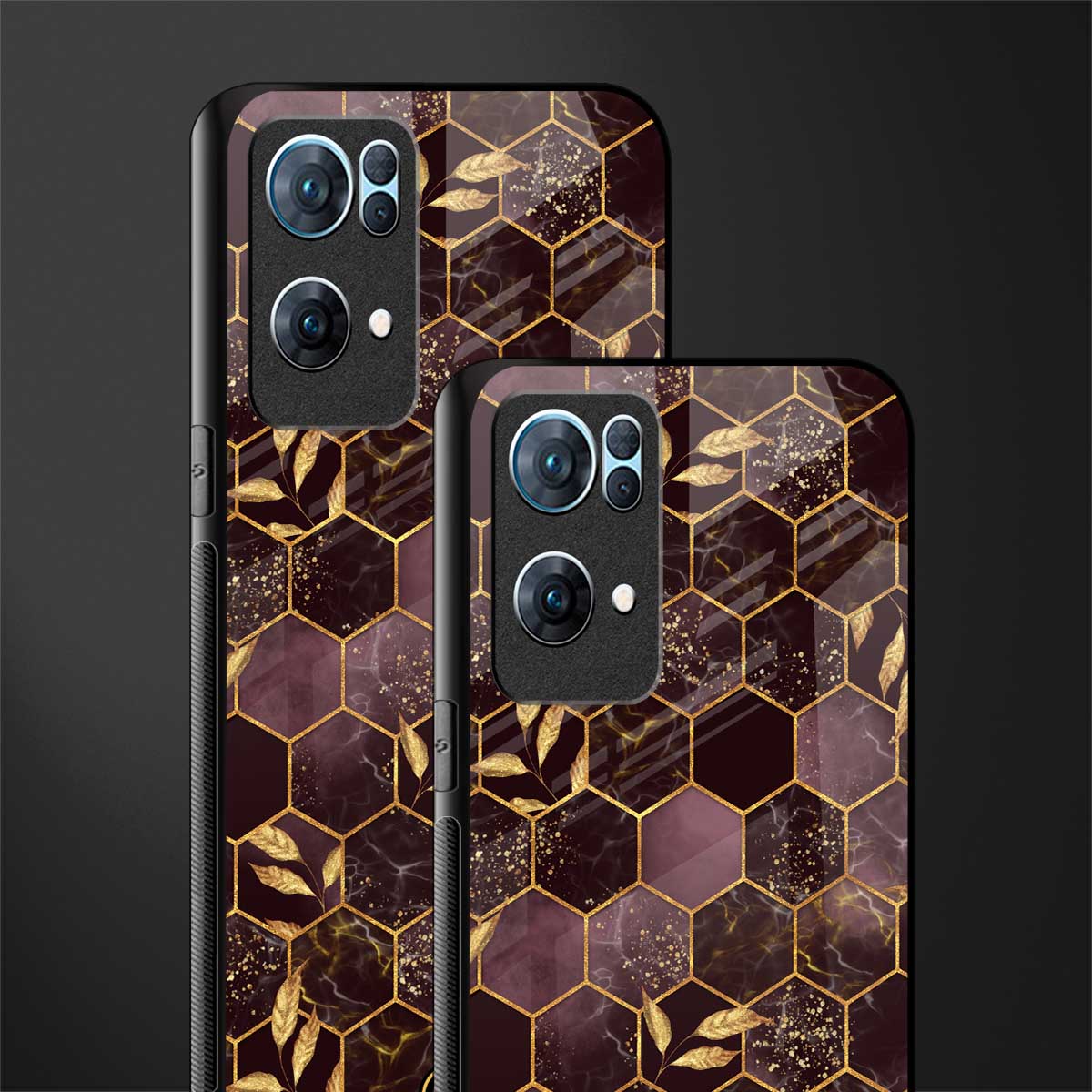 black maroon tile marble glass case for oppo reno7 pro 5g image-2
