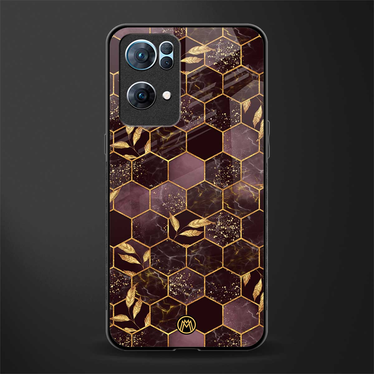 black maroon tile marble glass case for oppo reno7 pro 5g image