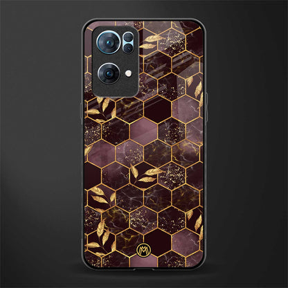black maroon tile marble glass case for oppo reno7 pro 5g image