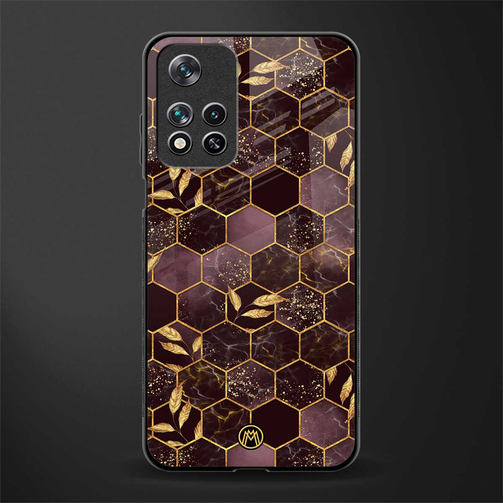 black maroon tile marble glass case for xiaomi 11i 5g image