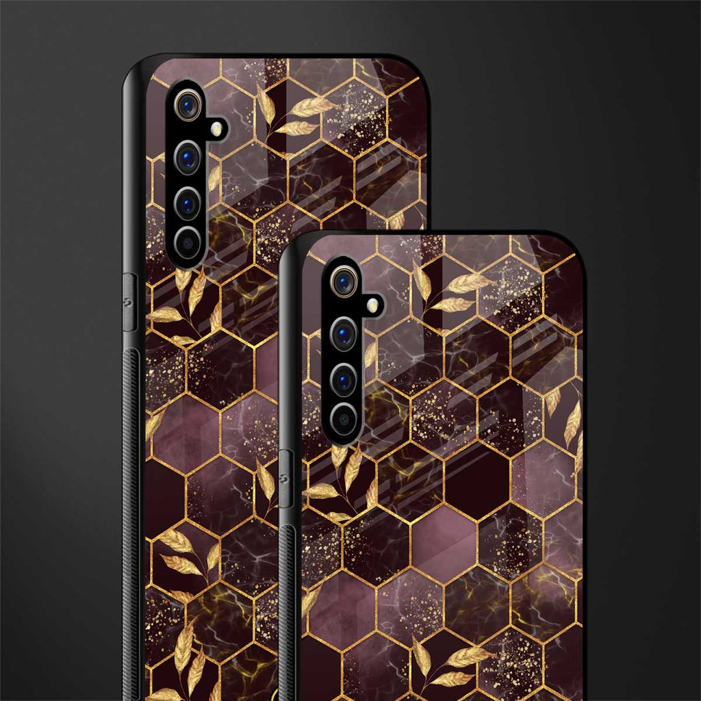 black maroon tile marble glass case for realme x50 pro image-2