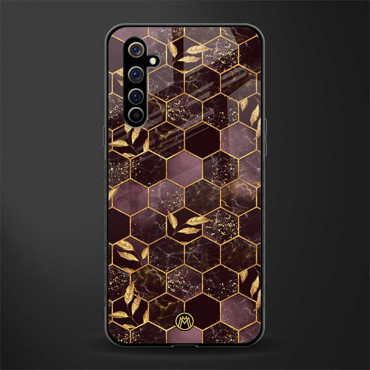 black maroon tile marble glass case for realme x50 pro image