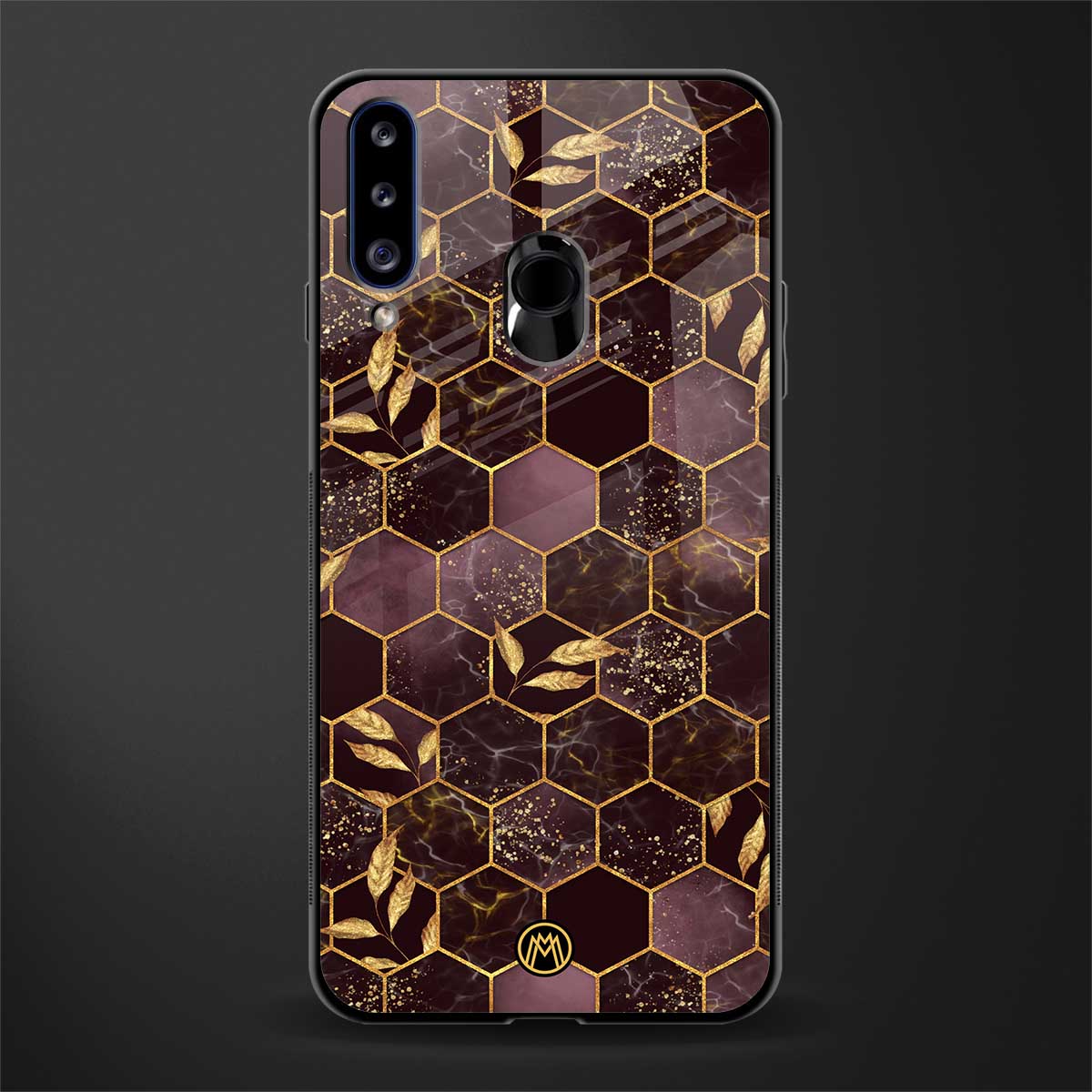 black maroon tile marble glass case for samsung galaxy a20s image