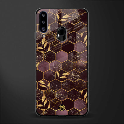 black maroon tile marble glass case for samsung galaxy a20s image