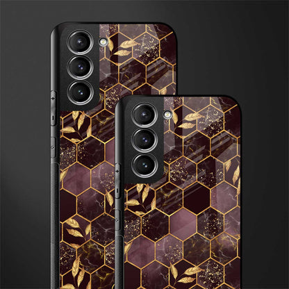 black maroon tile marble glass case for samsung galaxy s22 5g image-2
