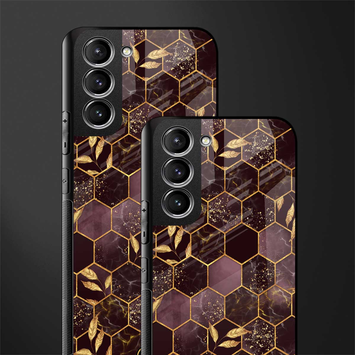 black maroon tile marble glass case for samsung galaxy s22 plus 5g image-2