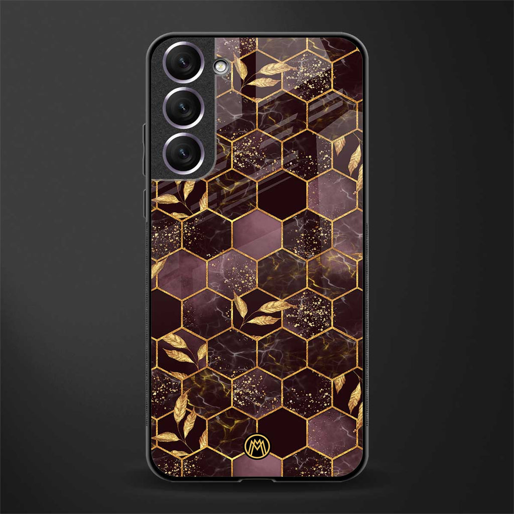 black maroon tile marble glass case for samsung galaxy s22 plus 5g image