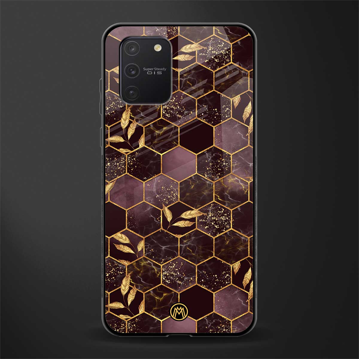 black maroon tile marble glass case for samsung galaxy s10 lite image