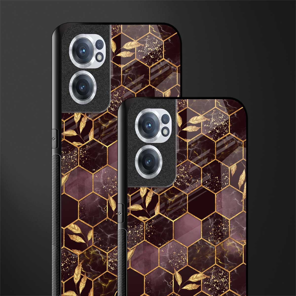 black maroon tile marble glass case for oneplus nord ce 2 5g image-2