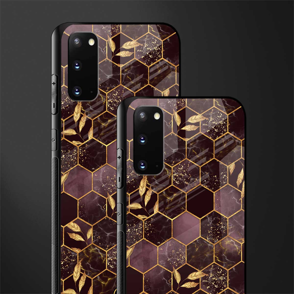 black maroon tile marble glass case for samsung galaxy s20 image-2