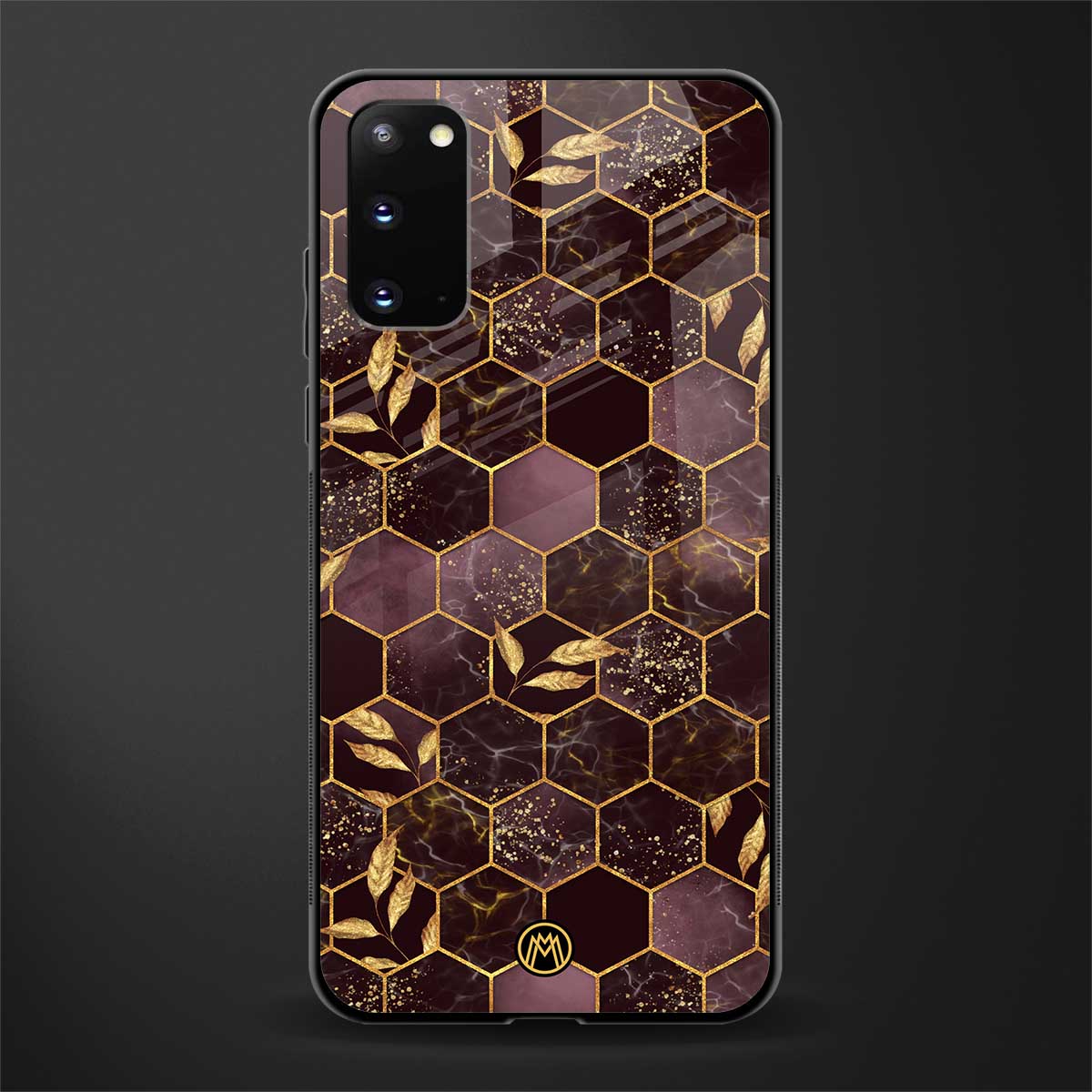 black maroon tile marble glass case for samsung galaxy s20 image