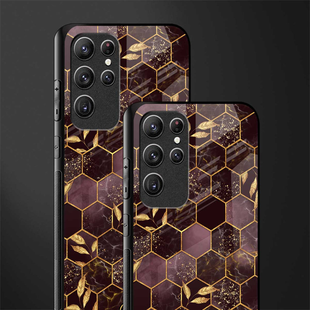 black maroon tile marble glass case for samsung galaxy s22 ultra 5g image-2