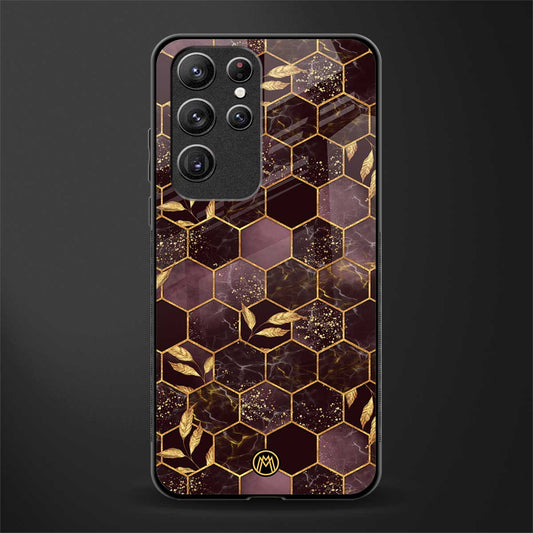 black maroon tile marble glass case for samsung galaxy s21 ultra image