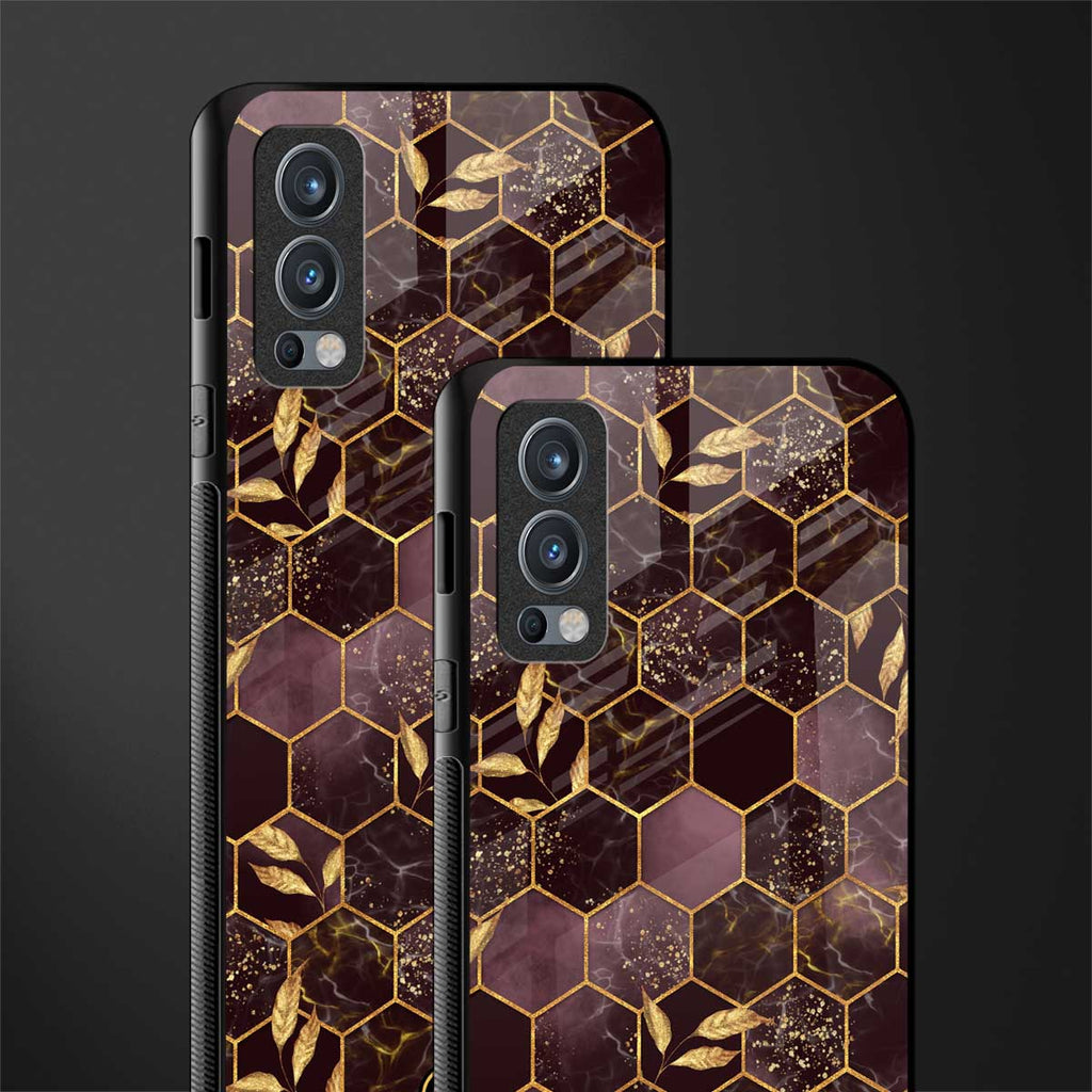 black maroon tile marble glass case for oneplus nord 2 5g image-2