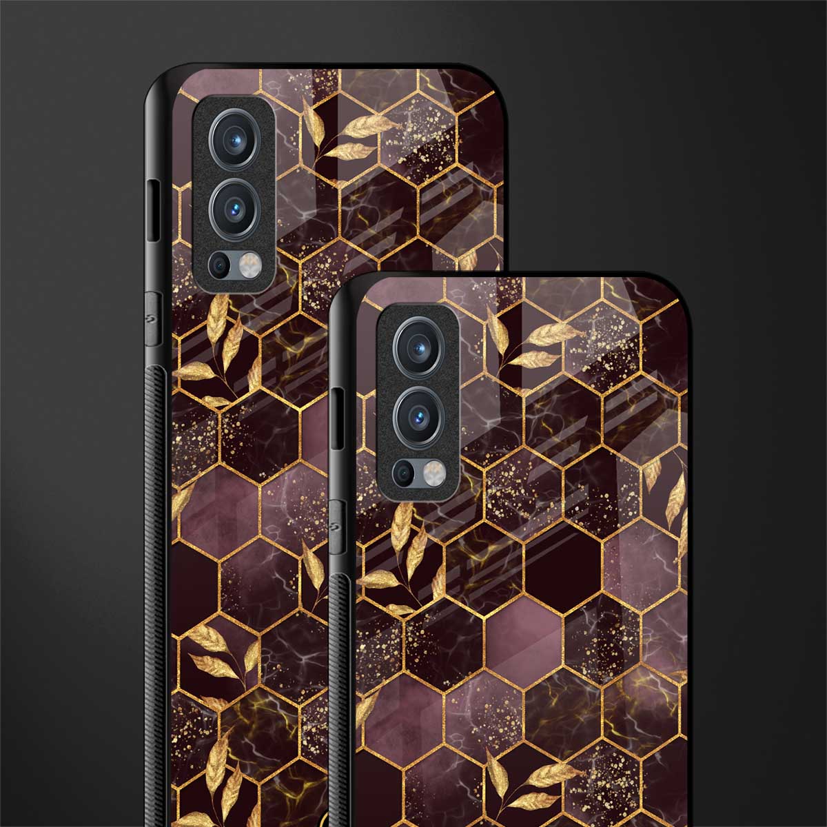 black maroon tile marble glass case for oneplus nord 2 5g image-2