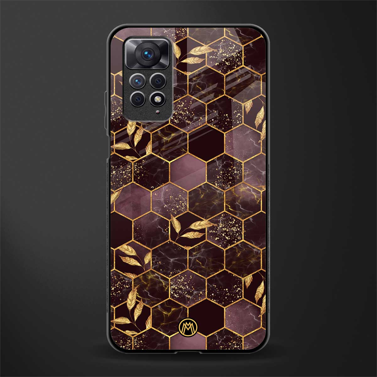 black maroon tile marble glass case for redmi note 11s image