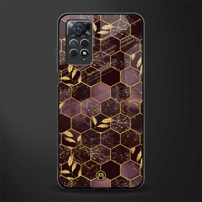 black maroon tile marble glass case for redmi note 11s image