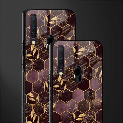 black maroon tile marble glass case for vivo y17 image-2