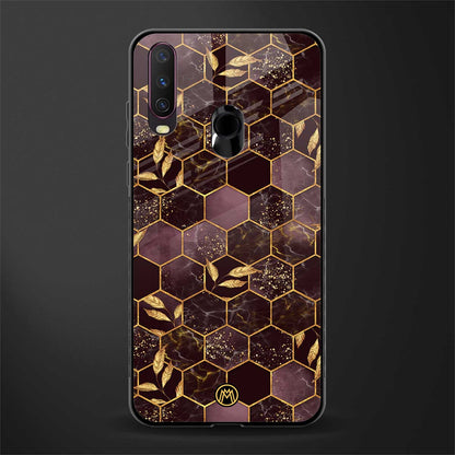 black maroon tile marble glass case for vivo y15 image