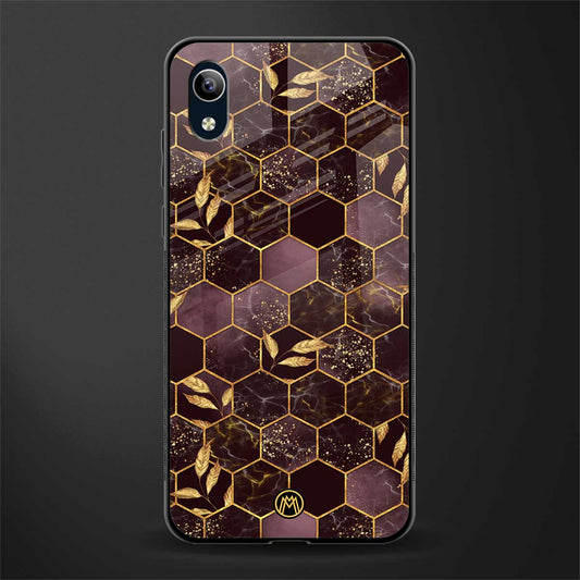 black maroon tile marble glass case for vivo y90 image