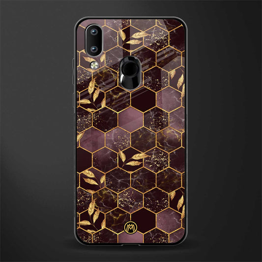 black maroon tile marble glass case for vivo y91 image
