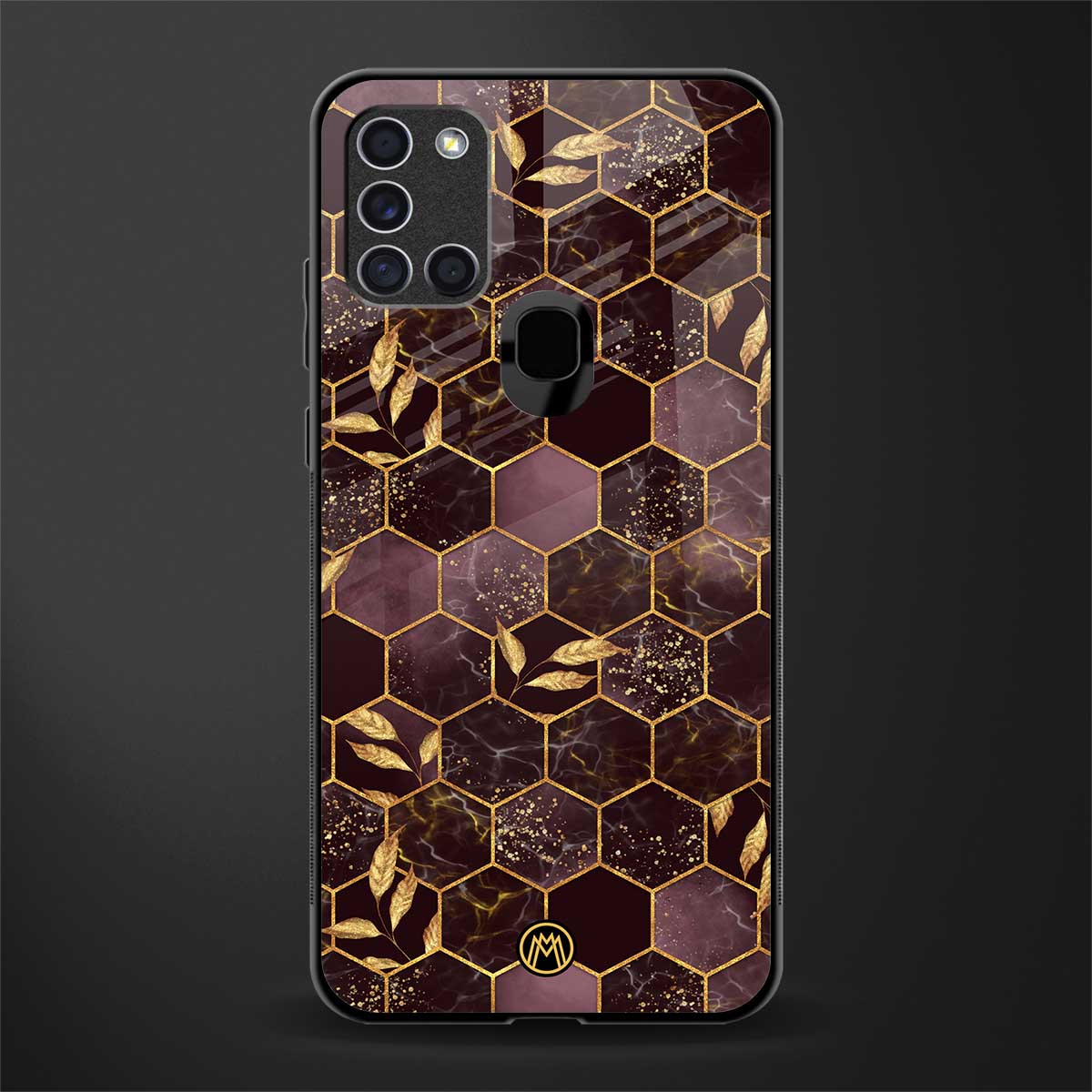 black maroon tile marble glass case for samsung galaxy a21s image