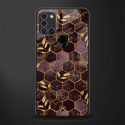 black maroon tile marble glass case for samsung galaxy a21s image