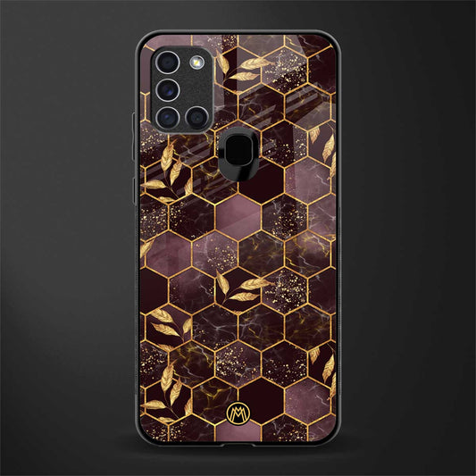 black maroon tile marble glass case for samsung galaxy a21s image