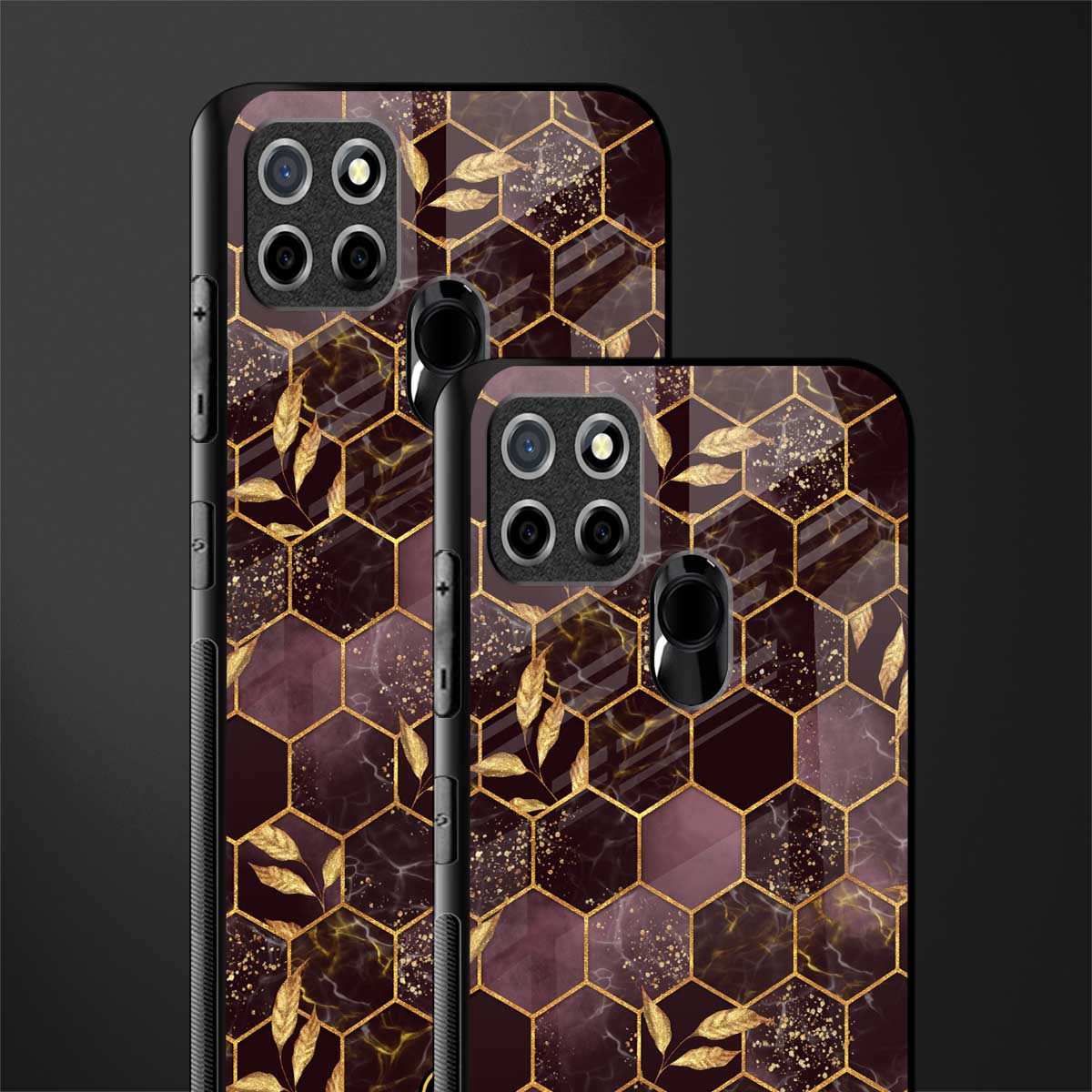 black maroon tile marble glass case for realme narzo 20 image-2
