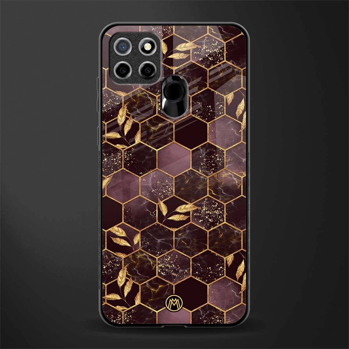 black maroon tile marble glass case for realme narzo 30a image
