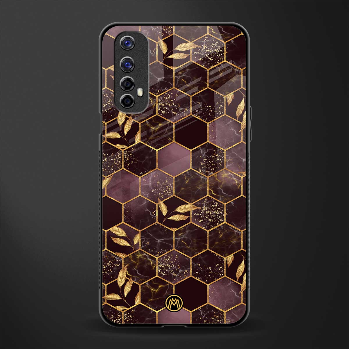 black maroon tile marble glass case for realme narzo 20 pro image